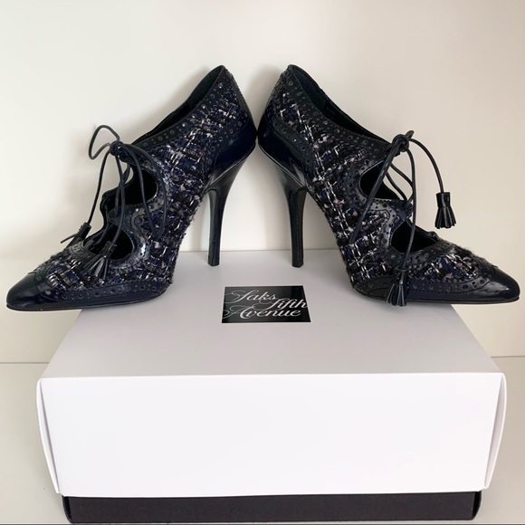 Tory Burch tweed tassel lace up oxford heels - Picture 12 of 16